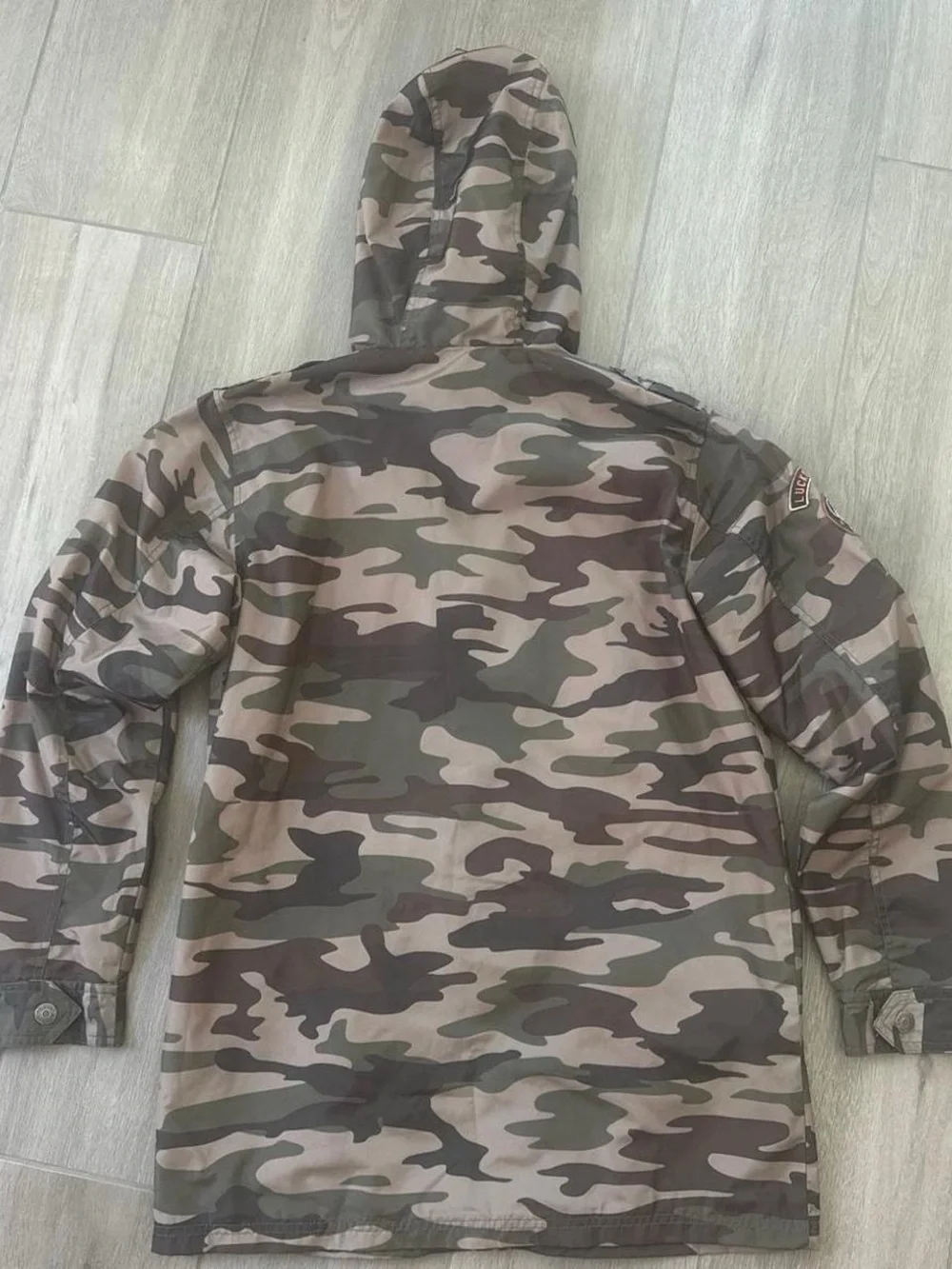 Lucky Brand Men’s Camo Field Jacket with Orange Hood Lining